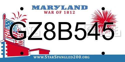 GZ8B545 Maryland License Plate