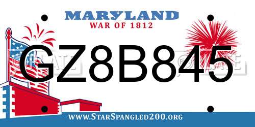 GZ8B845 Maryland License Plate