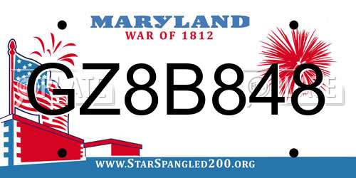 GZ8B848 Maryland License Plate