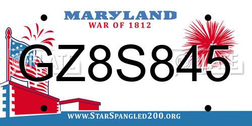GZ8S845 Maryland License Plate