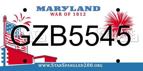 GZB5545 Maryland License Plate