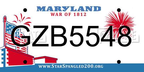 GZB5548 Maryland License Plate