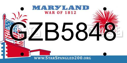 GZB5848 Maryland License Plate