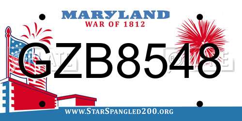 GZB8548 Maryland License Plate