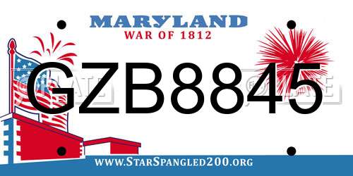 GZB8845 Maryland License Plate