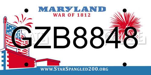 GZB8848 Maryland License Plate