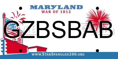GZBSBAB Maryland License Plate
