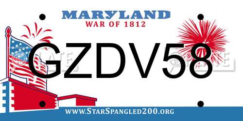 GZDV58 Maryland License Plate