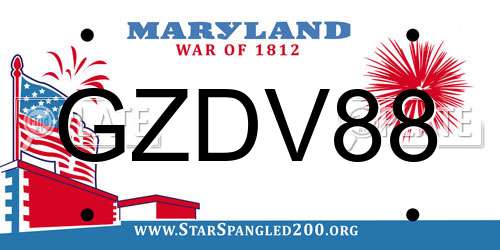 GZDV88 Maryland License Plate