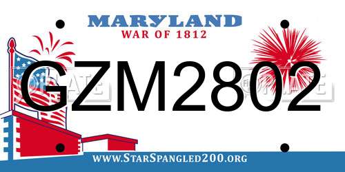 GZM2802 Maryland License Plate