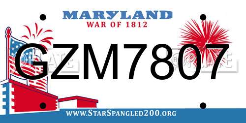 GZM7807 Maryland License Plate