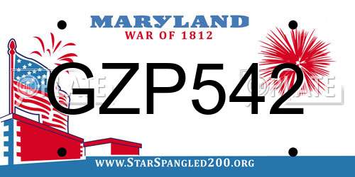 GZP542 Maryland License Plate