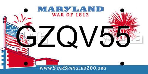 GZQV55 Maryland License Plate