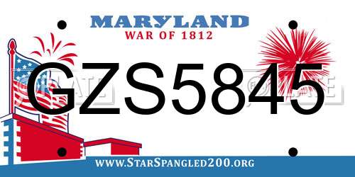 GZS5845 Maryland License Plate
