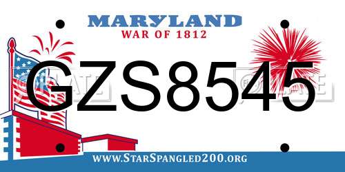 GZS8545 Maryland License Plate