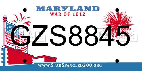GZS8845 Maryland License Plate