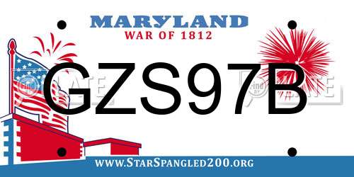 GZS97B Maryland License Plate