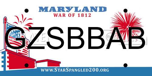 GZSBBAB Maryland License Plate