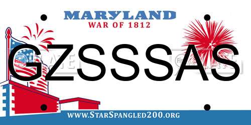 GZSSSAS Maryland License Plate