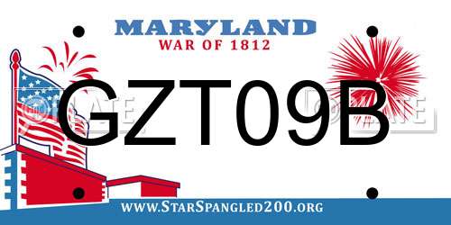 GZT09B Maryland License Plate