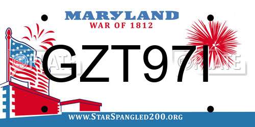 GZT97I Maryland License Plate