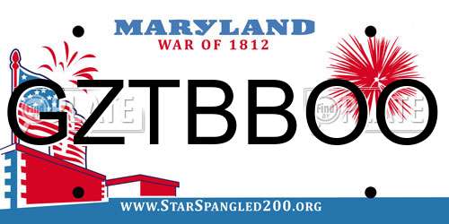 GZTBBOO Maryland License Plate