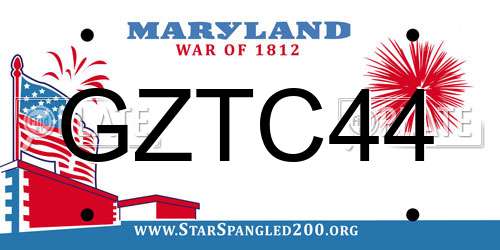 GZTC44 Maryland License Plate