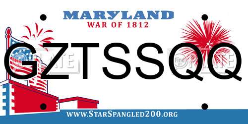 GZTSSQQ Maryland License Plate