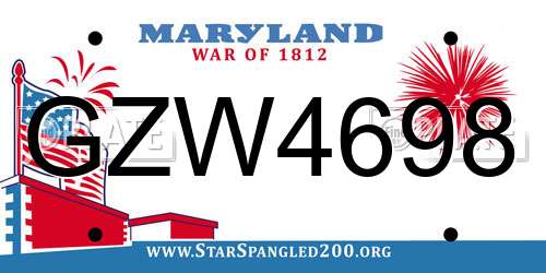 GZW4698 Maryland License Plate