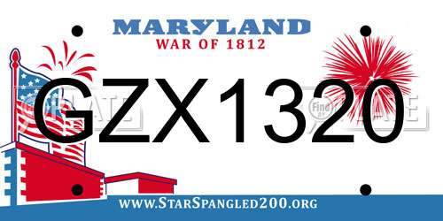 GZX1320 Maryland License Plate