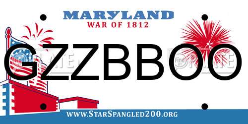 GZZBBOO Maryland License Plate
