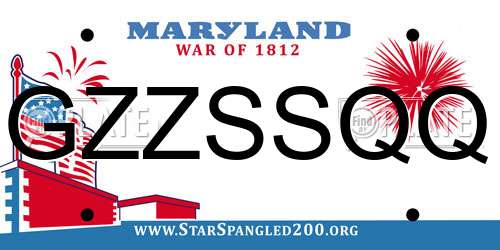 GZZSSQQ Maryland License Plate