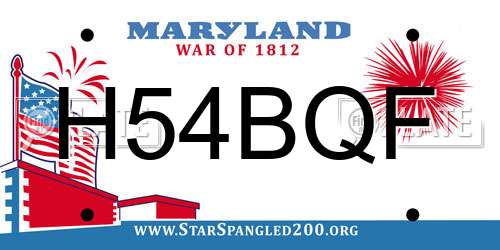 H54BQF Maryland License Plate