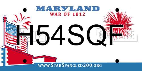 H54SQF Maryland License Plate