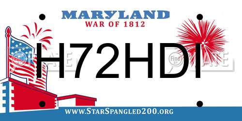 H72HDI Maryland License Plate
