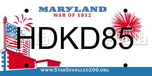 HDKD85 Maryland License Plate