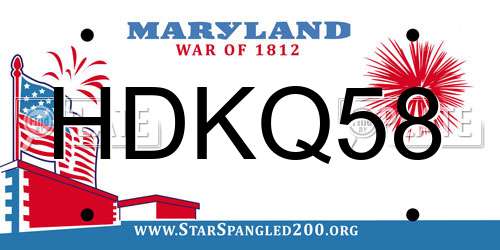 HDKQ58 Maryland License Plate