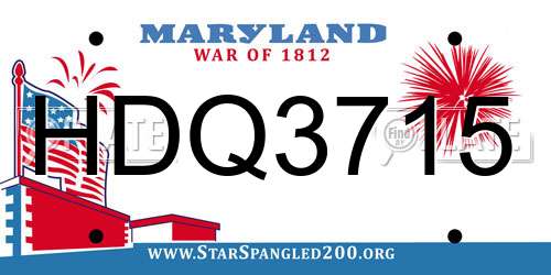 HDQ3715 Maryland License Plate