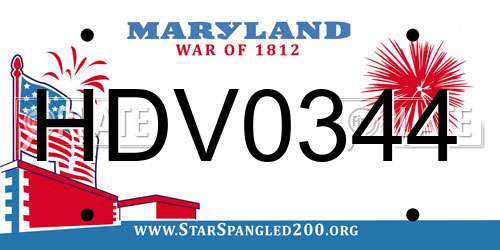 HDV0344 Maryland License Plate