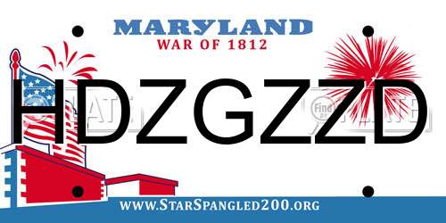 HDZGZZD Maryland License Plate