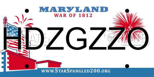 HDZGZZO Maryland License Plate