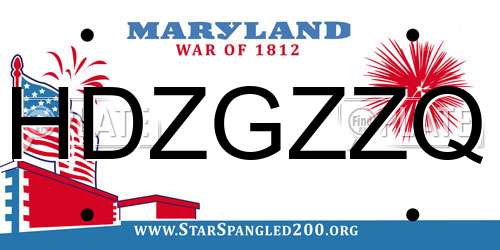 HDZGZZQ Maryland License Plate