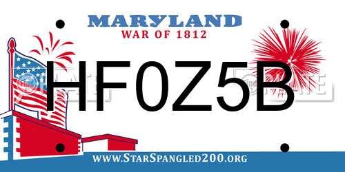 HF0Z5B Maryland License Plate