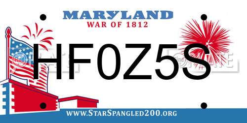 HF0Z5S Maryland License Plate