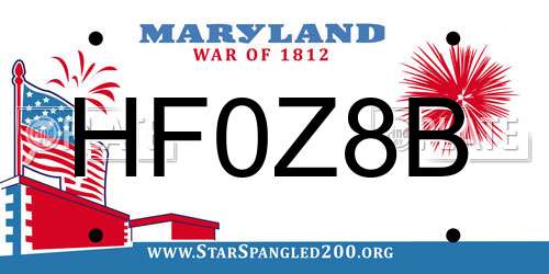 HF0Z8B Maryland License Plate