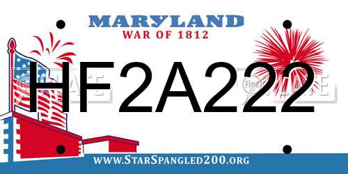HF2A222 Maryland License Plate