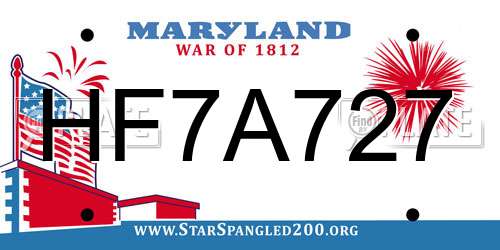 HF7A727 Maryland License Plate
