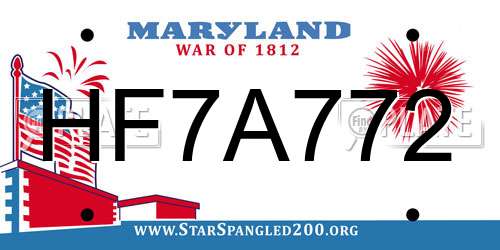 HF7A772 Maryland License Plate