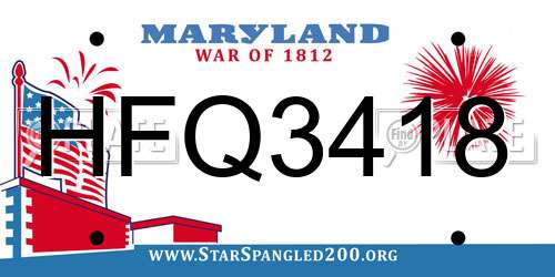 HFQ3418 Maryland License Plate