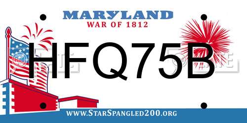 HFQ75B Maryland License Plate